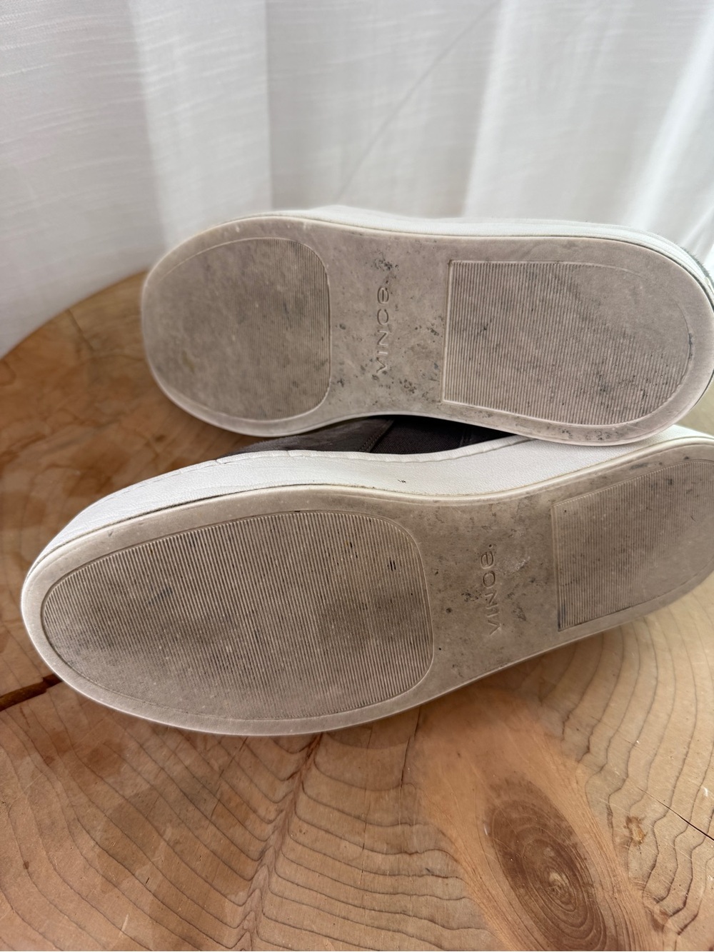 Vince Warren Suede Platform Skate Sneakers Taupe Gray Slip-On Shoes | Size 6.5 - Picture 9 of 10